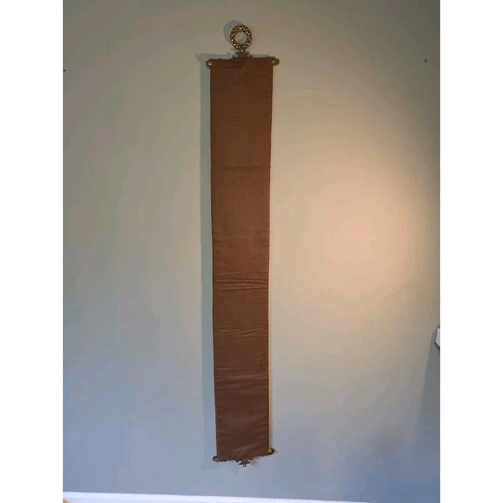 Vintage Embroidered Floral Tapestry Wall Decroative Hanging Brass Ends - 65